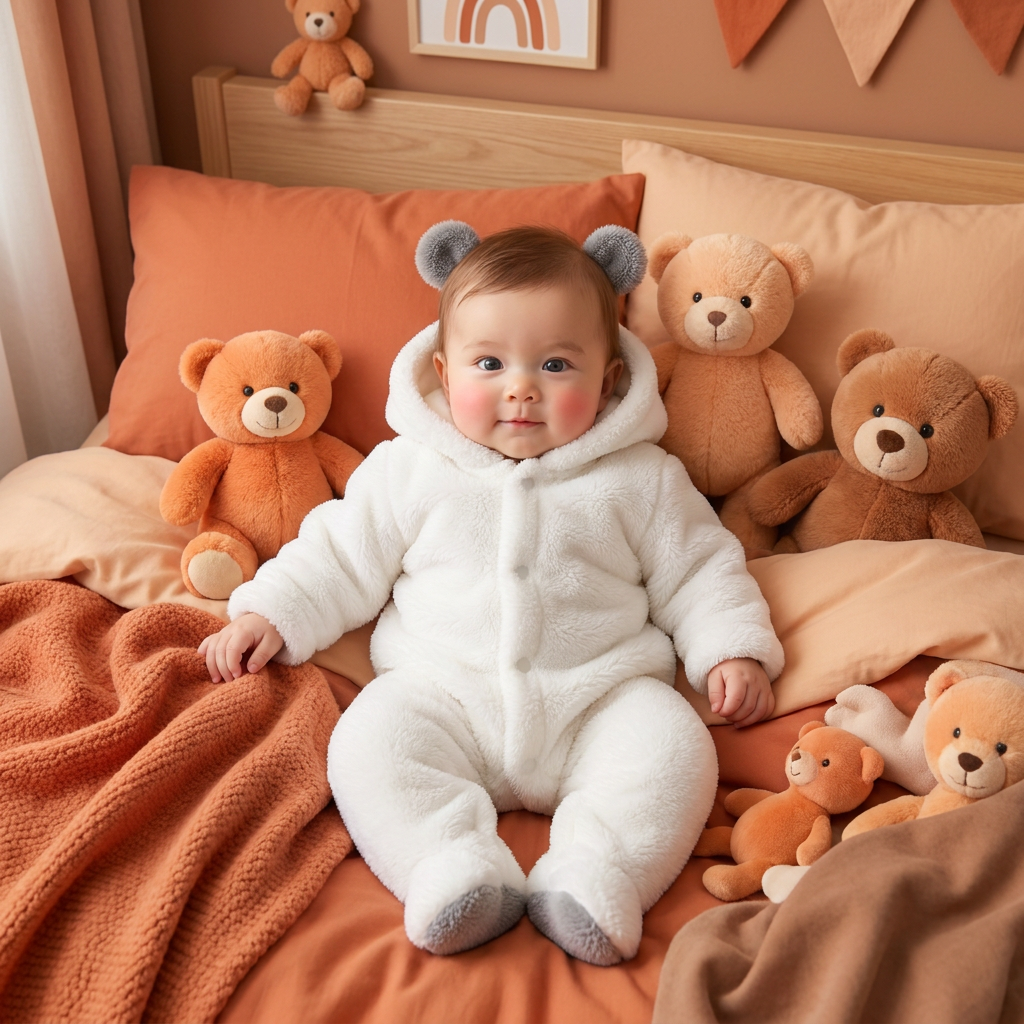 Soft & Cozy Baby Bear Hooded Jumpsuit