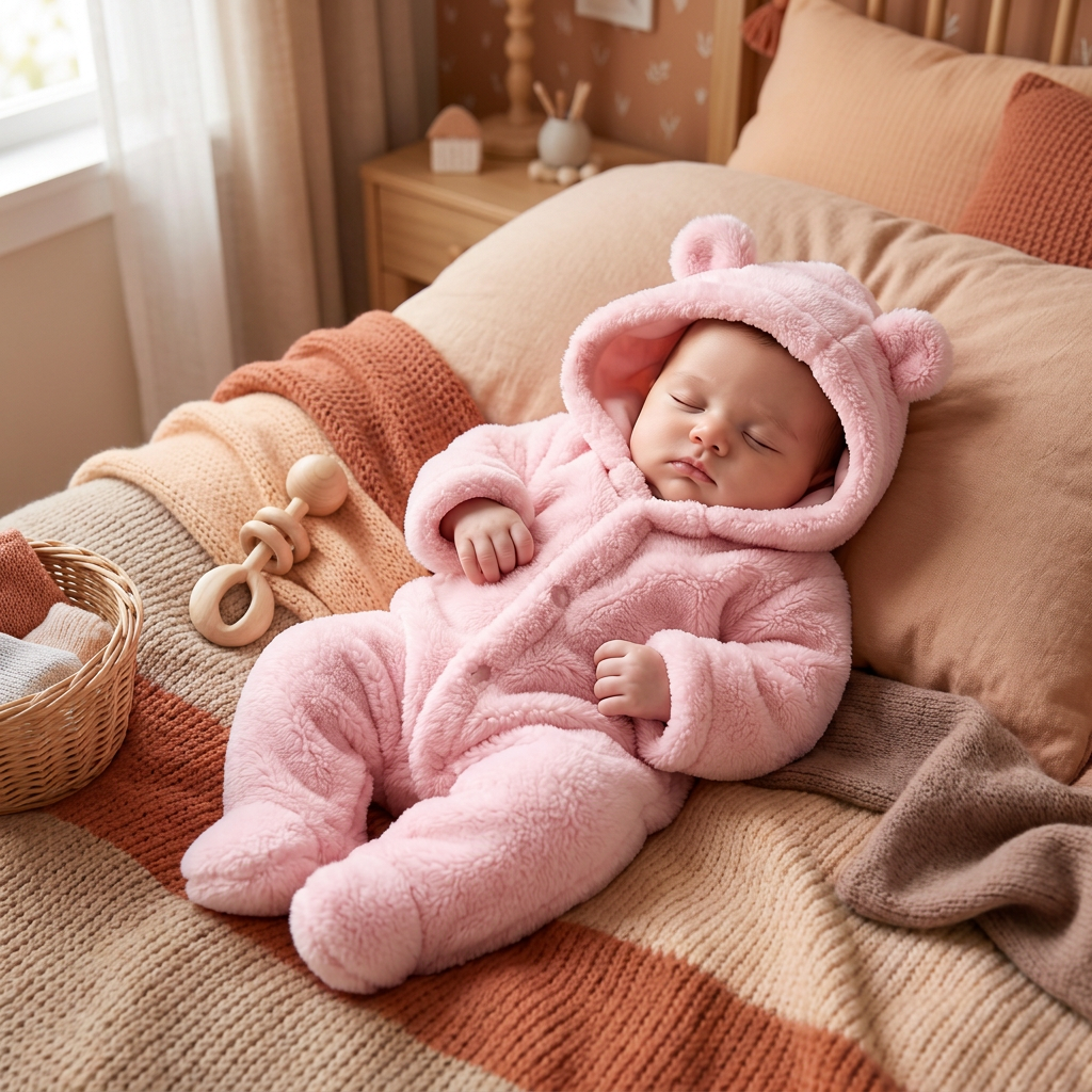 Soft & Cozy Baby Bear Hooded Jumpsuit