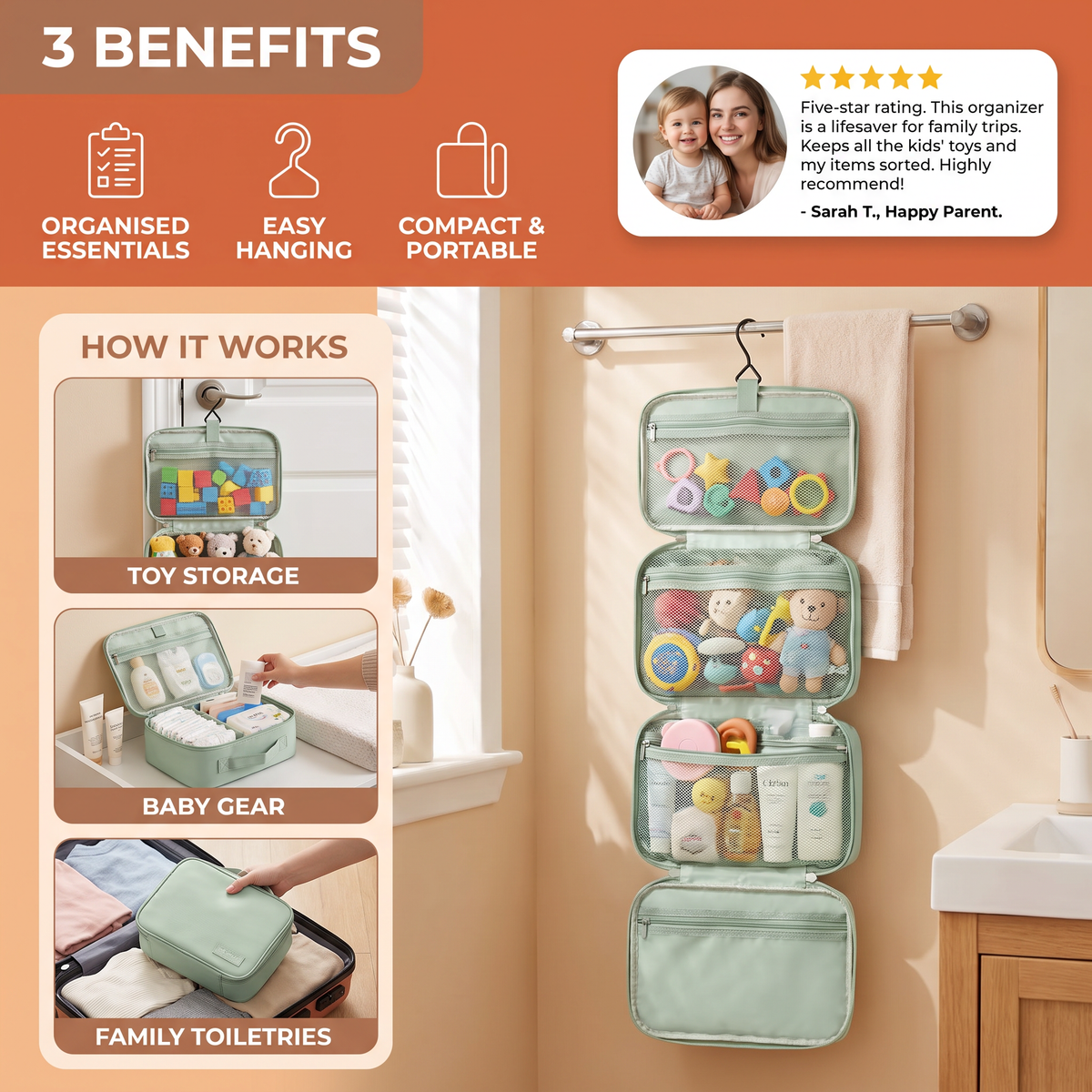 Family Travel Organizer Bag for Toys & Everyday Essentials