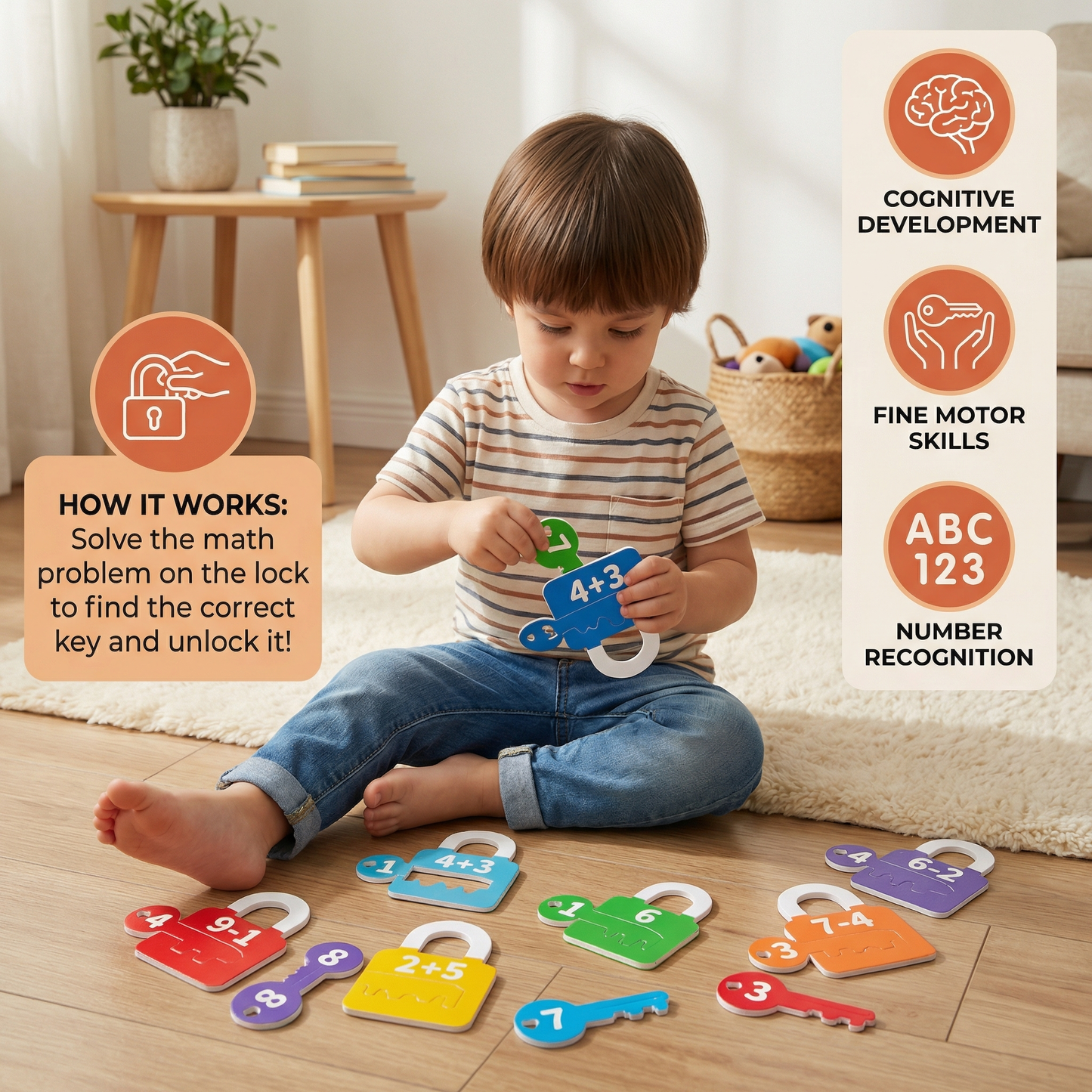 Letters and Math Locks and Keys Learning Game