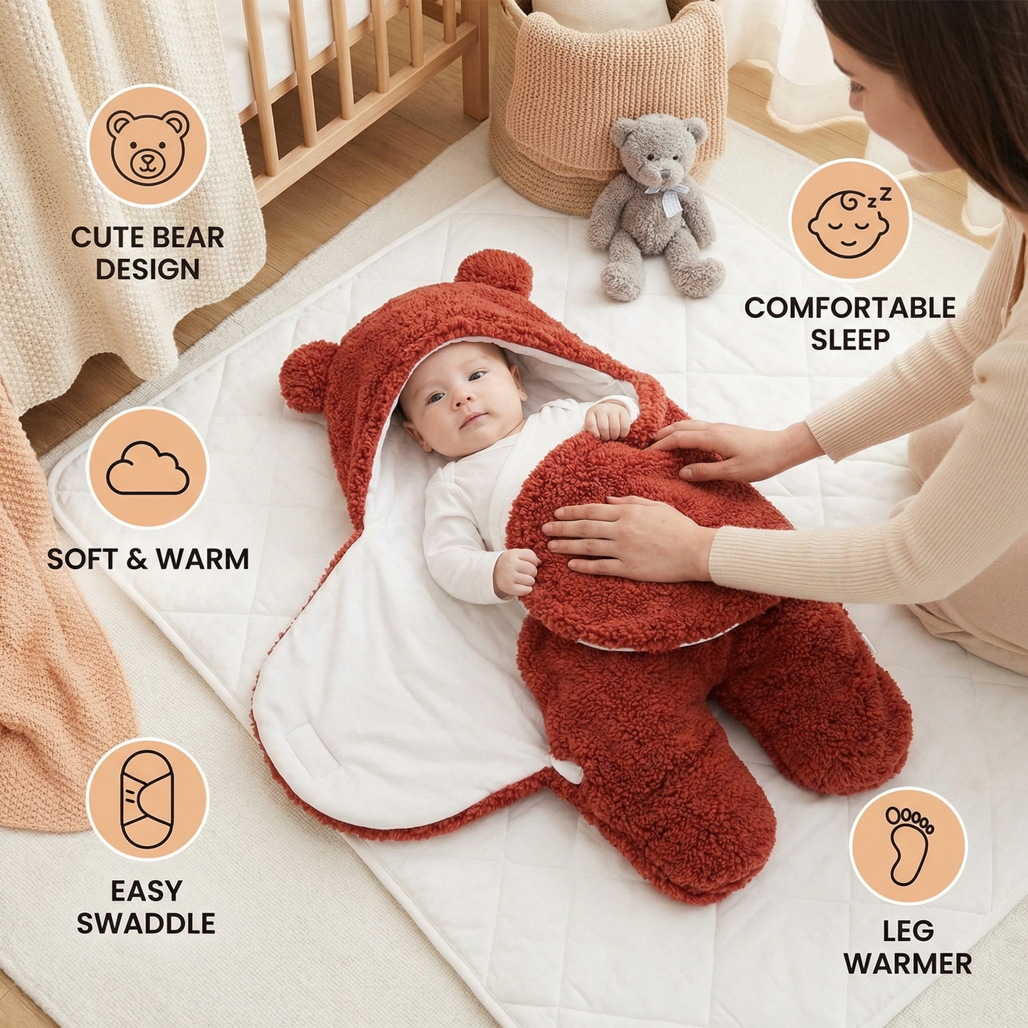 Baby Blanket and Pajamas in Bear Design