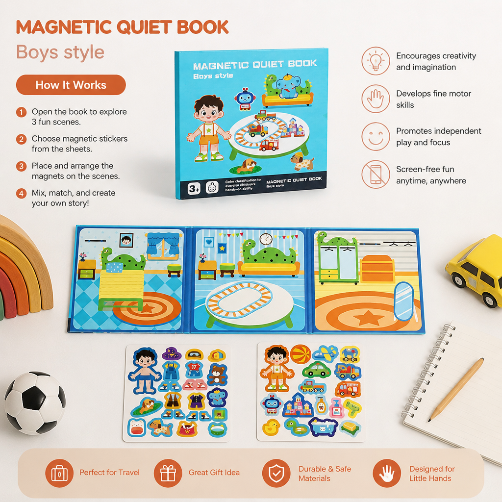 Montessori Magnetic Quiet Book – Creative Dress-Up & Scene Play