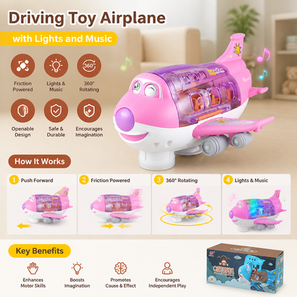 Driving Toy Airplane with Lights and Music