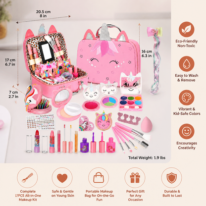 Kids’ Eco-Friendly & Easy-to-Wash Princess Makeup Kit with Cosmetic Bag