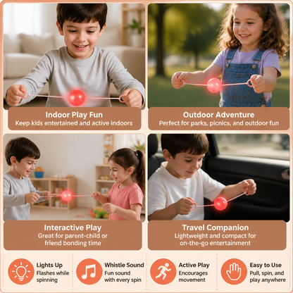 Light-Up Whistling Pull String Spinning Ball Toy