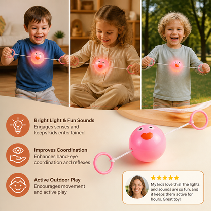Light-Up Whistling Pull String Spinning Ball Toy