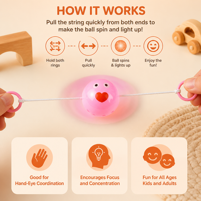 Light-Up Whistling Pull String Spinning Ball Toy