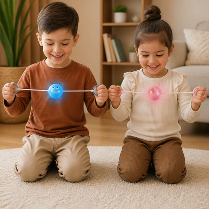 Light-Up Whistling Pull String Spinning Ball Toy