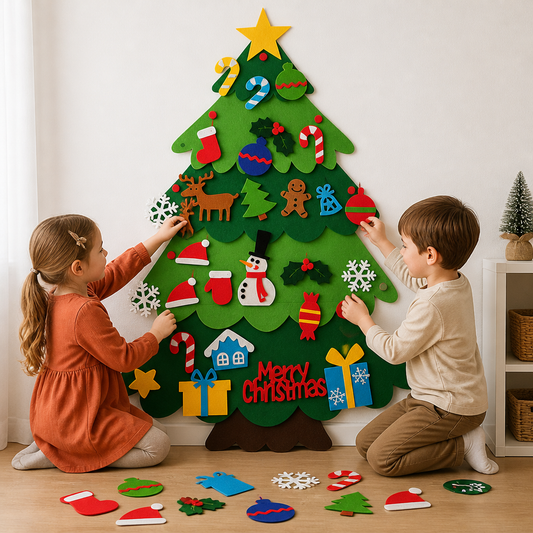 Kids’ DIY Felt Christmas Tree with Decorative Ornaments