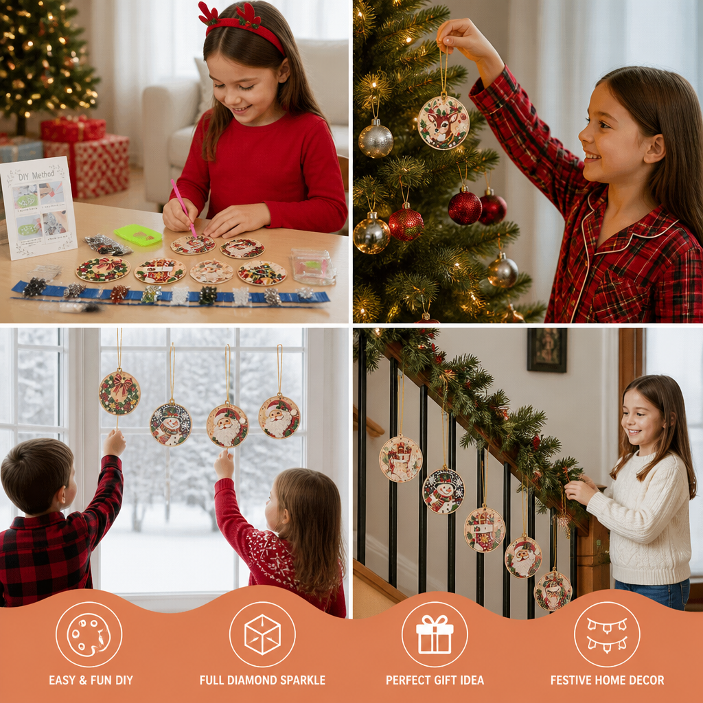 DIY Christmas Diamond Painting Ornament Kit – Festive Tree Hanging Decorations