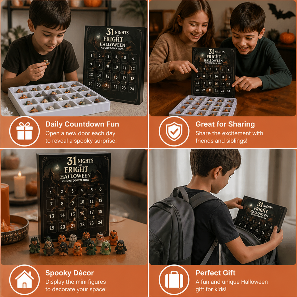 Halloween Countdown Calendar with Surprise Horror Mini Figures & Charms