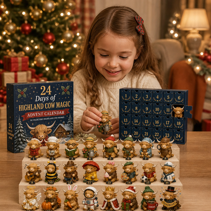 24-Day Highland Cow Advent Calendar with Collectible Mini Figurines