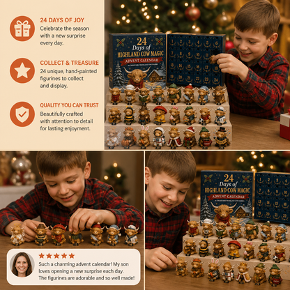 24-Day Highland Cow Advent Calendar with Collectible Mini Figurines