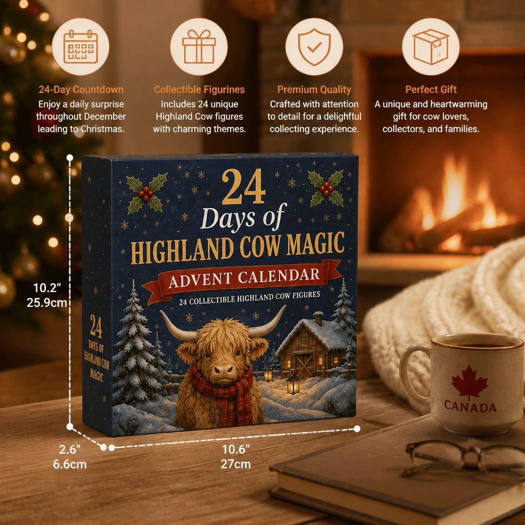 24-Day Highland Cow Advent Calendar with Collectible Mini Figurines