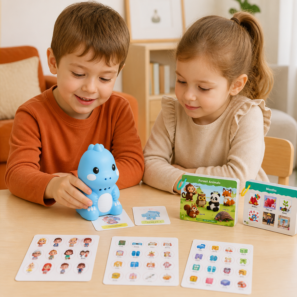 Interactive Dinosaur Talking Flash Cards & Stickers – Montessori Phonics & Sight Words Learning Set