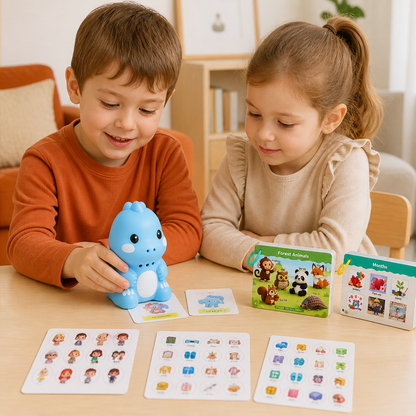 Interactive Dinosaur Talking Flash Cards & Stickers – Montessori Phonics & Sight Words Learning Set