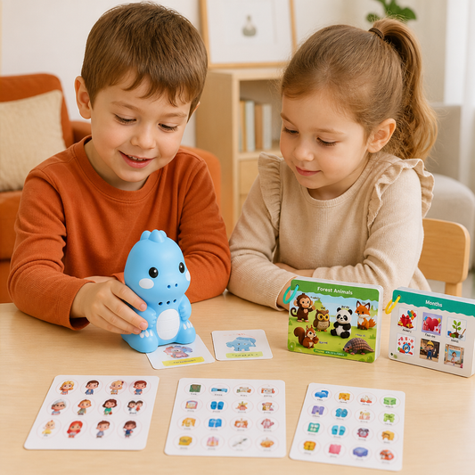 Interactive Dinosaur Talking Flash Cards & Stickers – Montessori Phonics & Sight Words Learning Set
