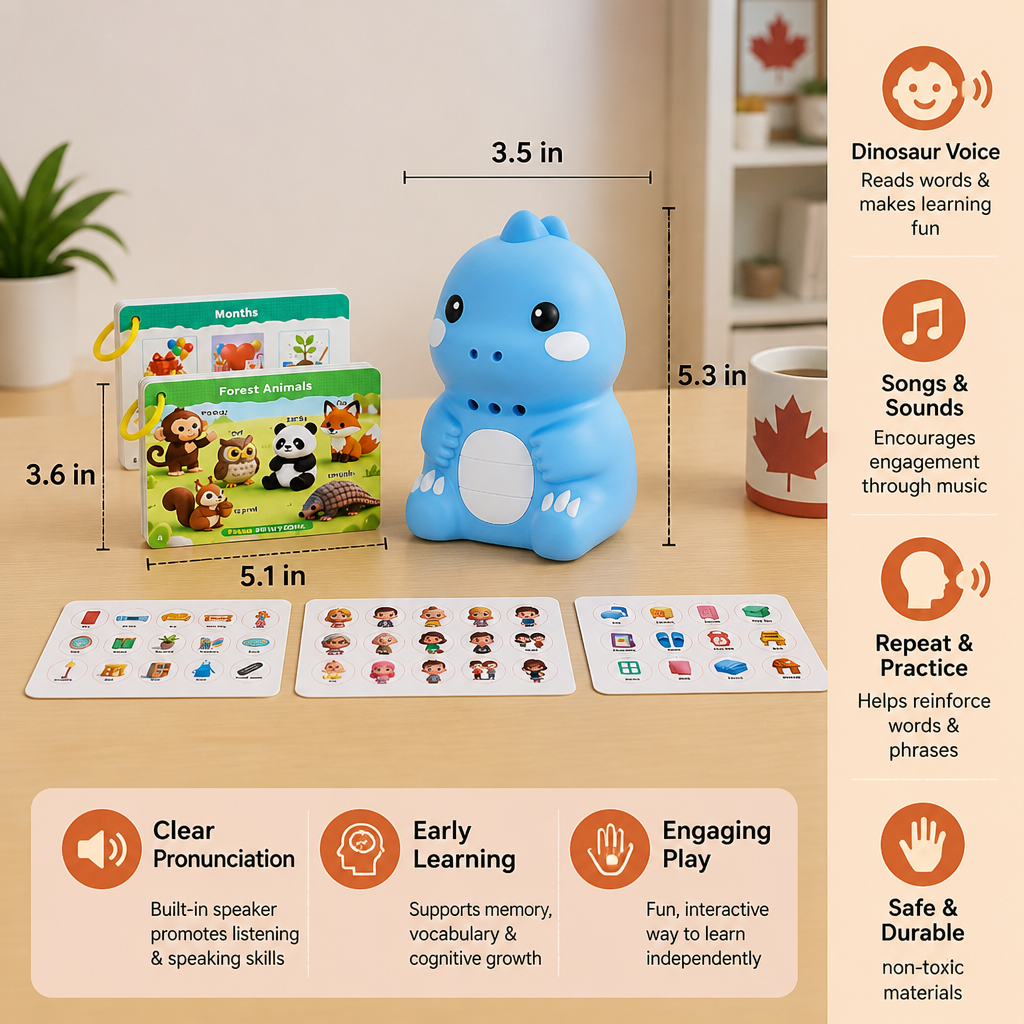 Interactive Dinosaur Talking Flash Cards & Stickers – Montessori Phonics & Sight Words Learning Set