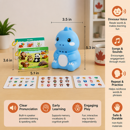 Interactive Dinosaur Talking Flash Cards & Stickers – Montessori Phonics & Sight Words Learning Set