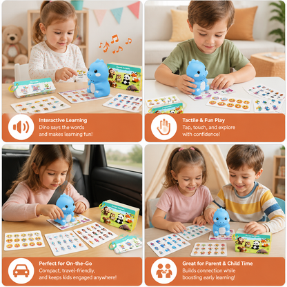 Interactive Dinosaur Talking Flash Cards & Stickers – Montessori Phonics & Sight Words Learning Set
