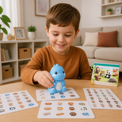 Interactive Dinosaur Talking Flash Cards & Stickers – Montessori Phonics & Sight Words Learning Set