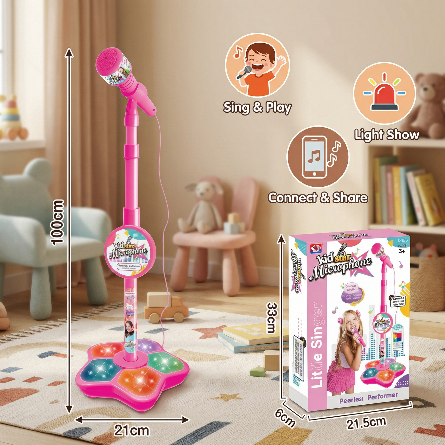 Kids Karaoke Machine with Microphone Stand – Singing Fun Set