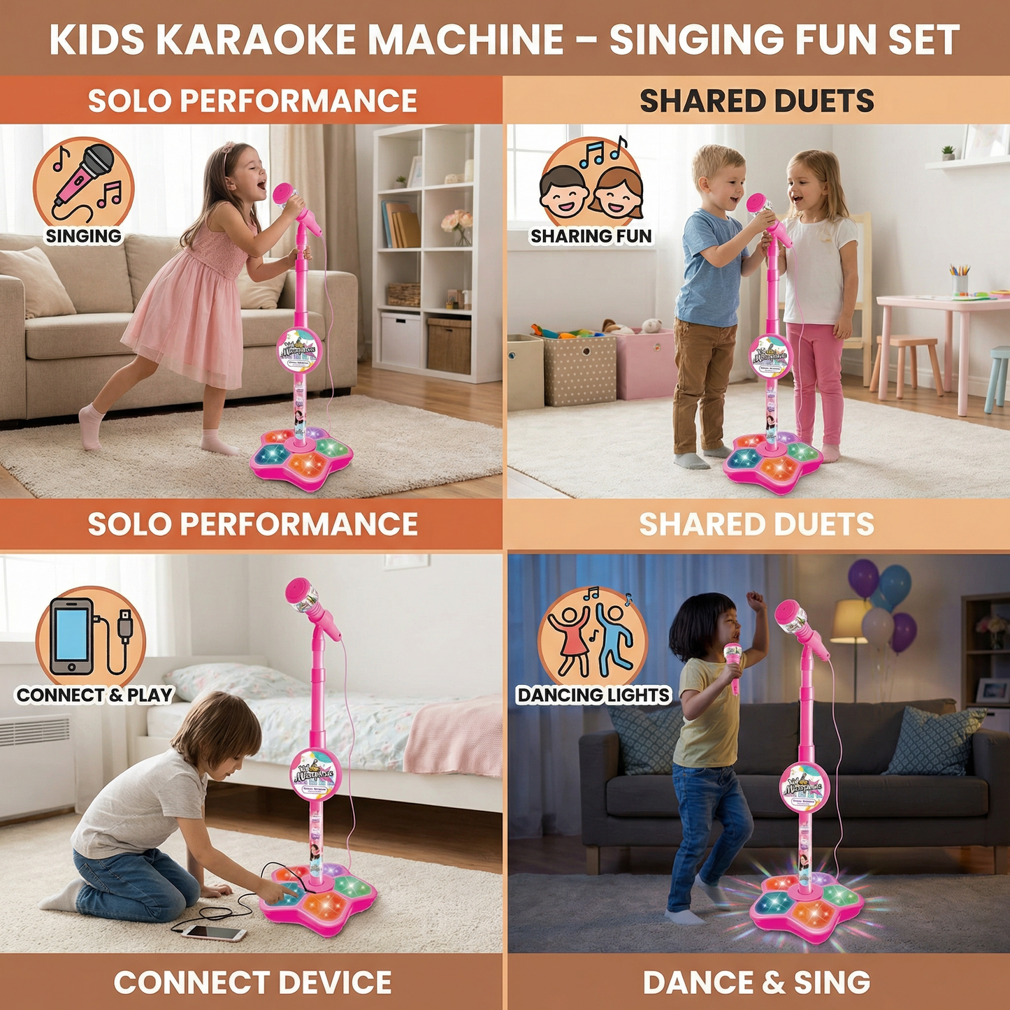 Kids Karaoke Machine with Microphone Stand – Singing Fun Set