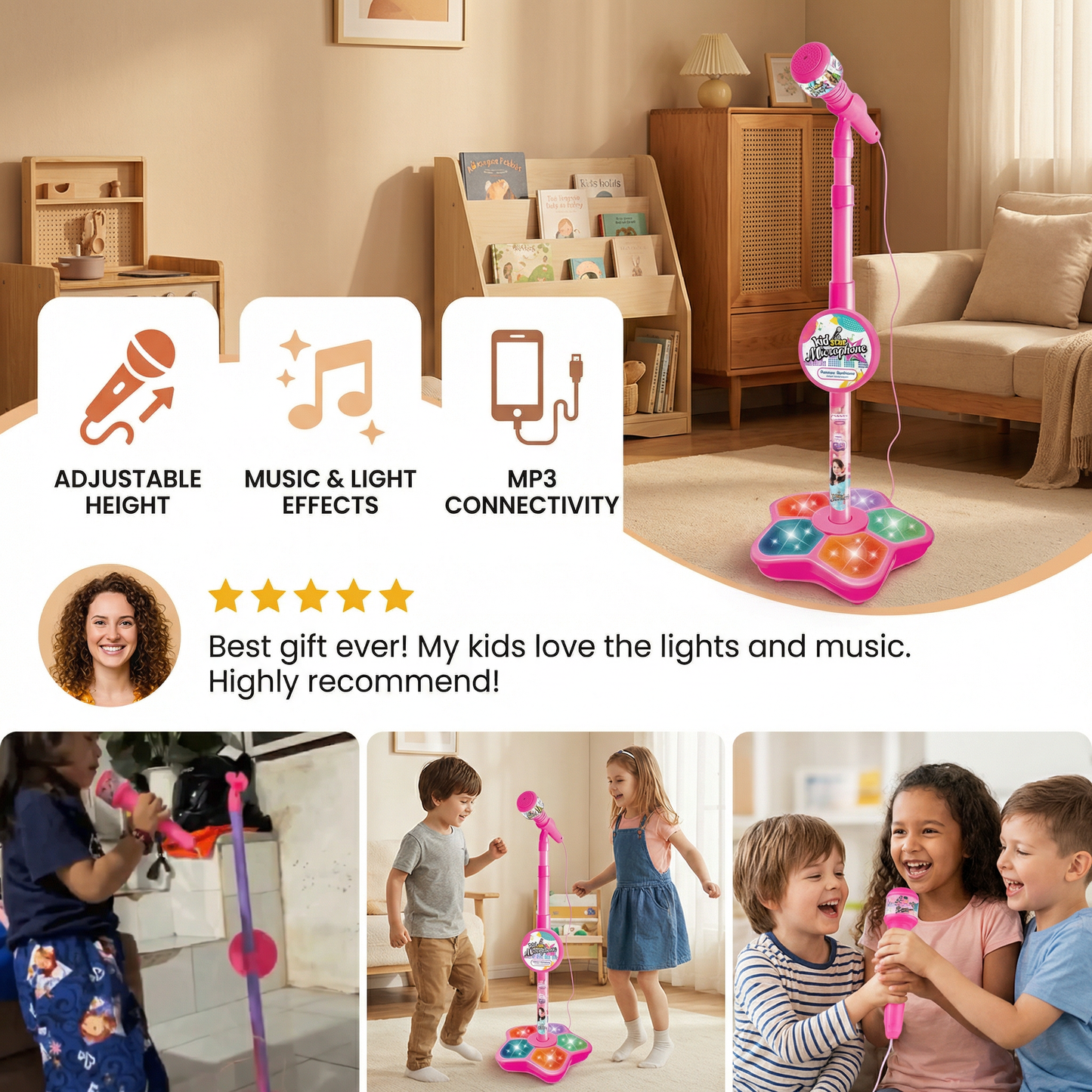 Kids Karaoke Machine with Microphone Stand – Singing Fun Set