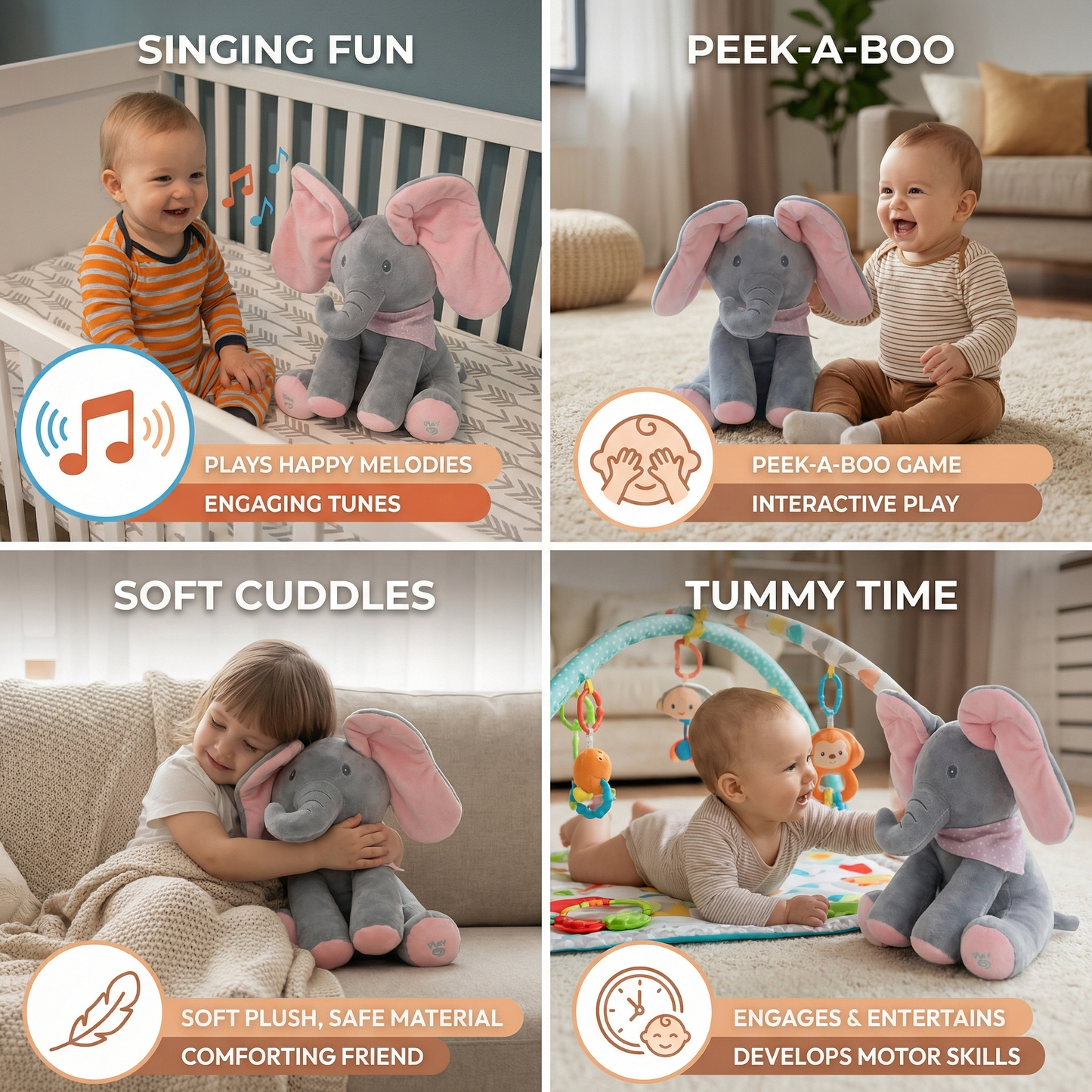 Elephant Peek-a-Boo – Interactive Plush Toy
