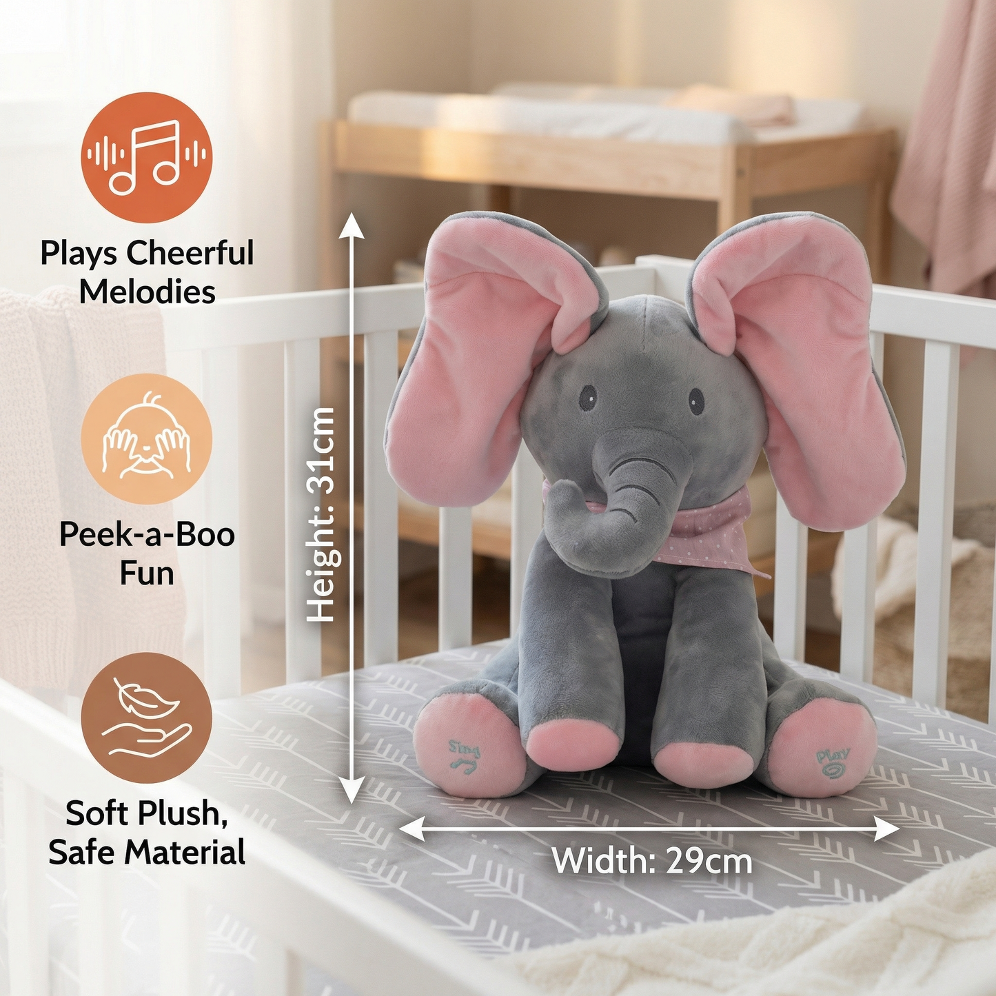 Elephant Peek-a-Boo – Interactive Plush Toy