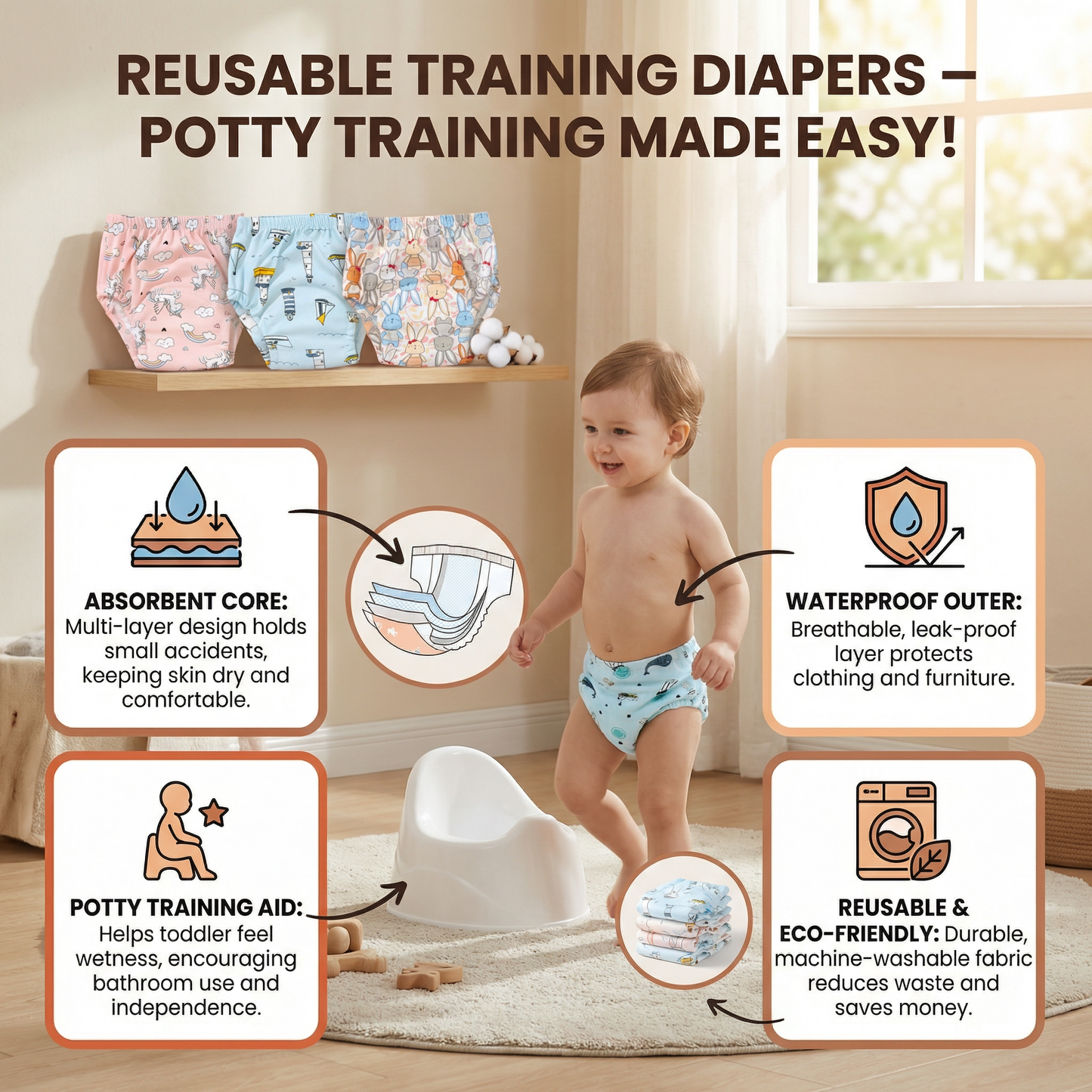 Reusable Training Diapers – Potty Training Made Easy!