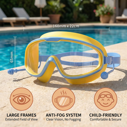 Child-Friendly Swim Goggles with Large Frames and Anti-Fog System
