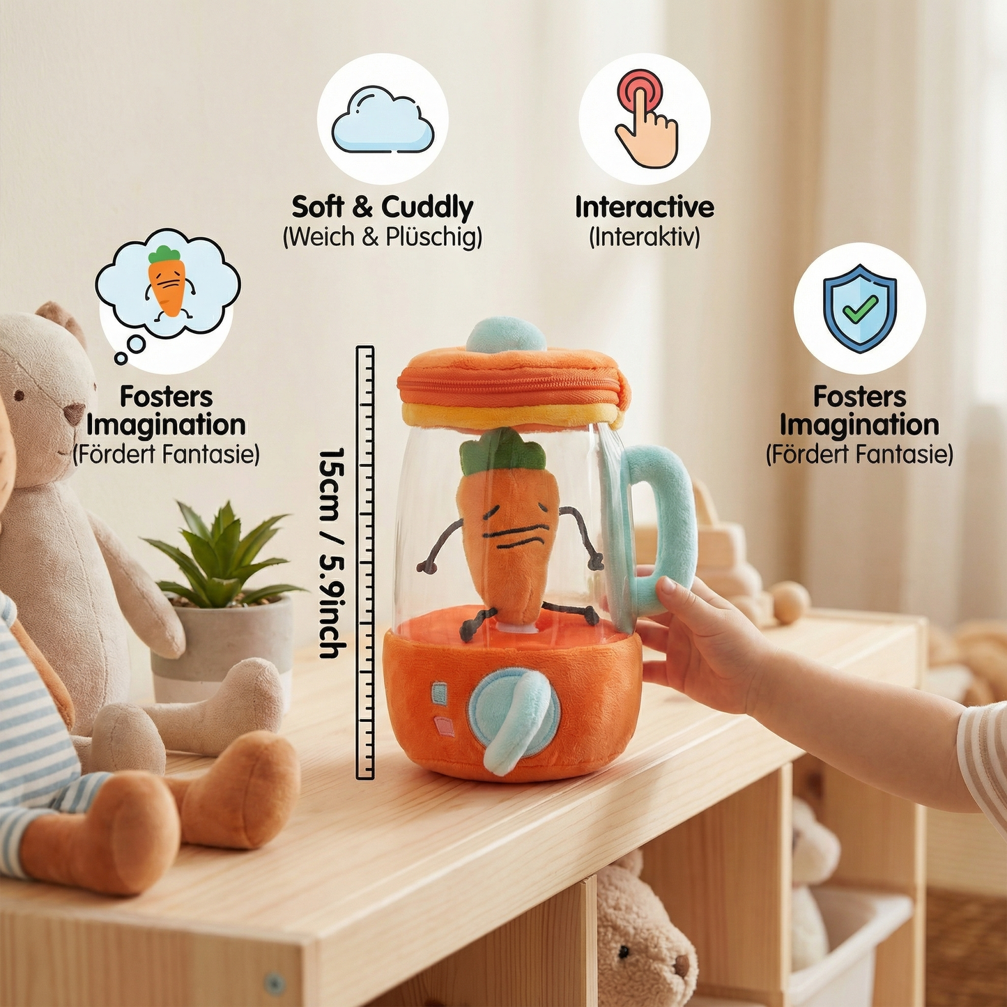 Funny Carrot Mixer Kids Plush Toy