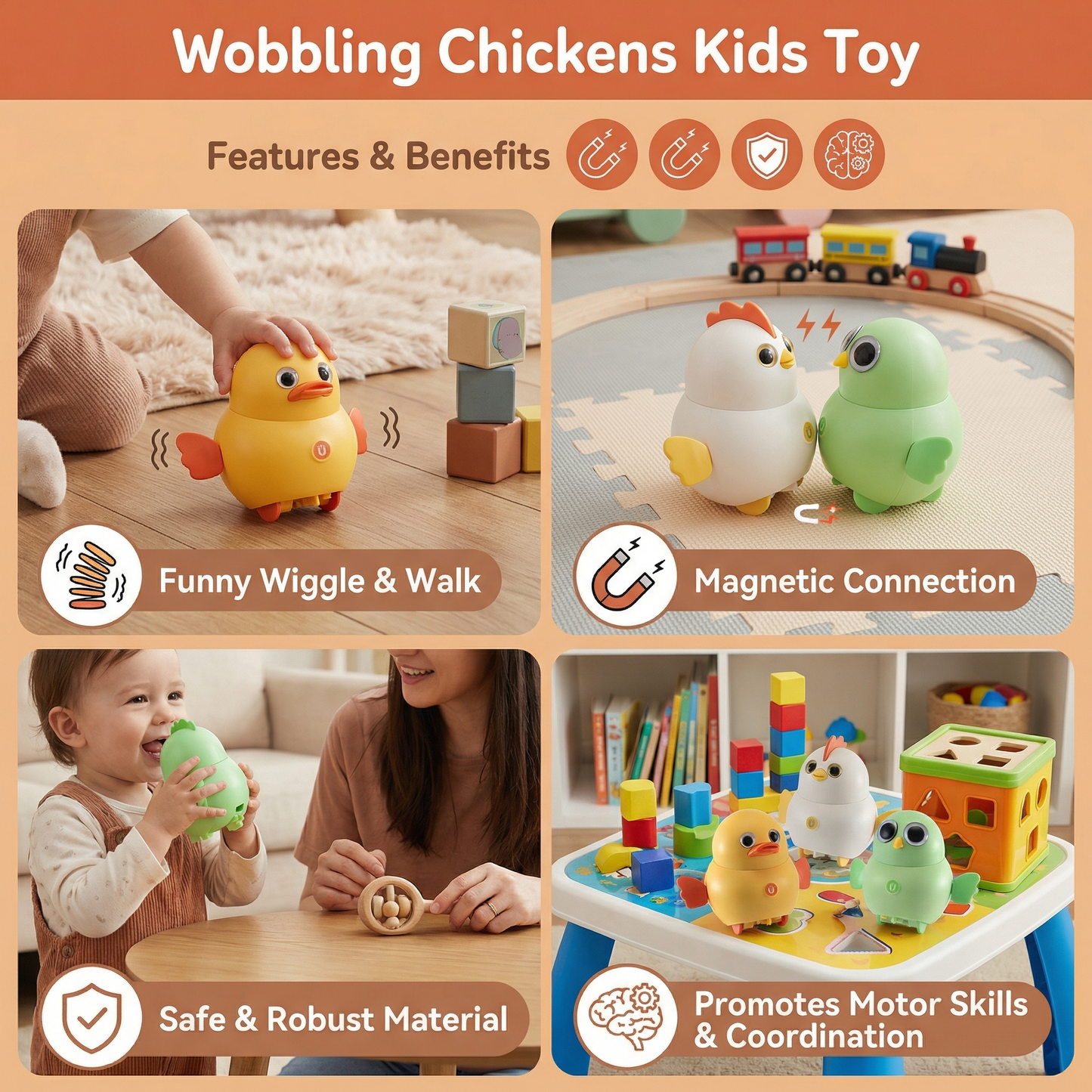 Wobbling Chickens Kids Toy