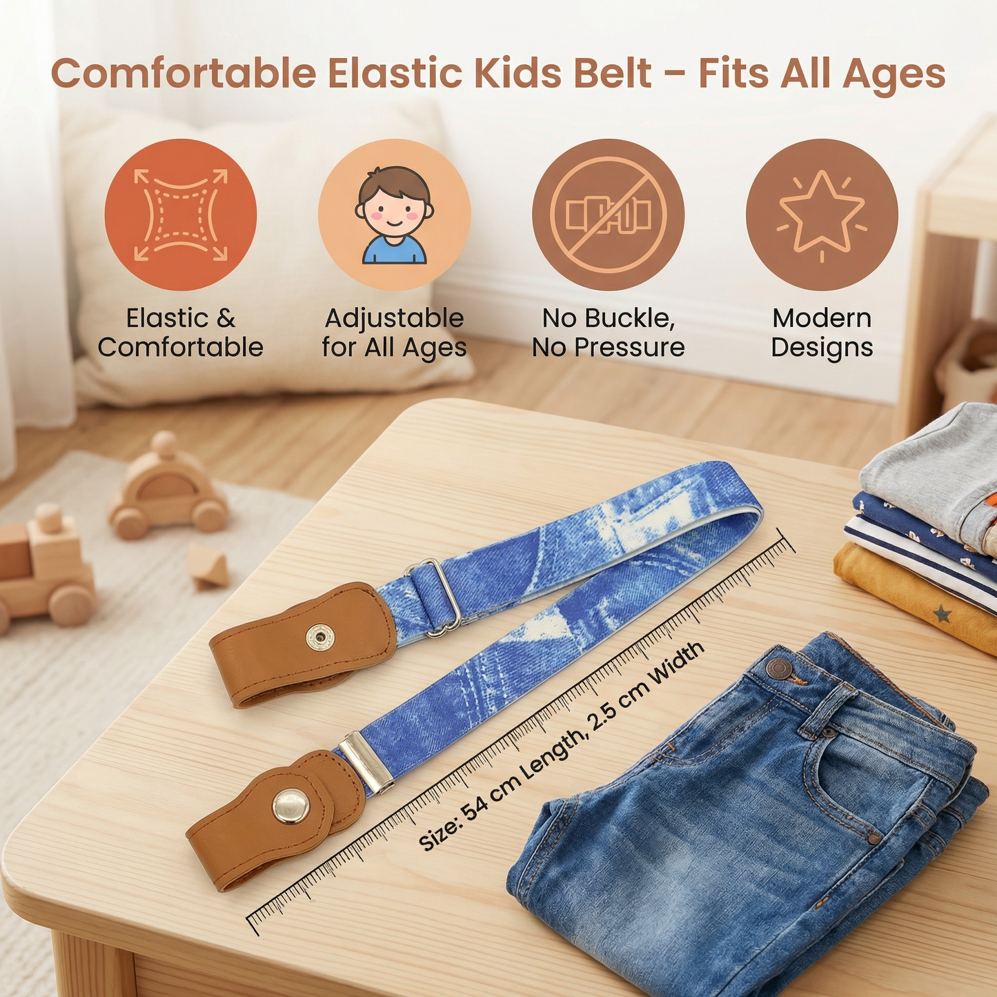 Comfortable Elastic Kids Belt – Fits All Ages