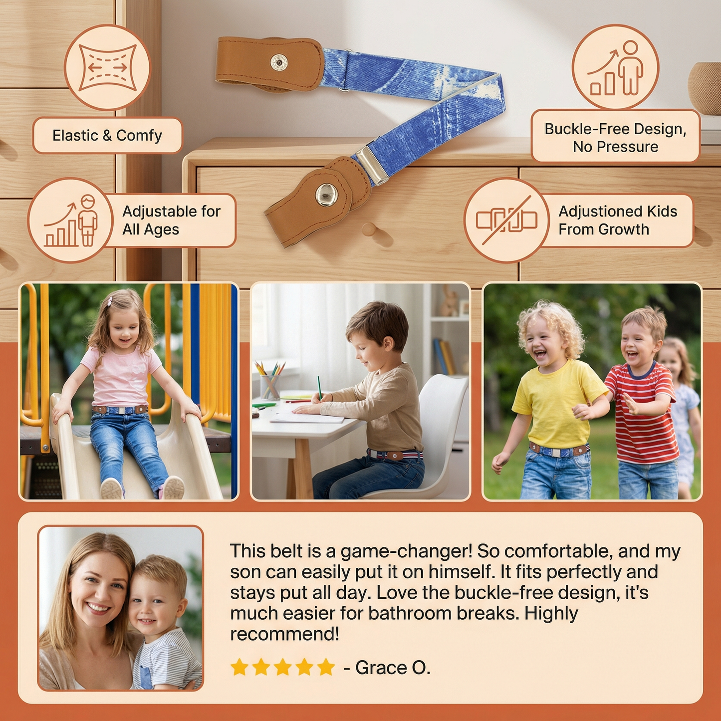 Comfortable Elastic Kids Belt – Fits All Ages