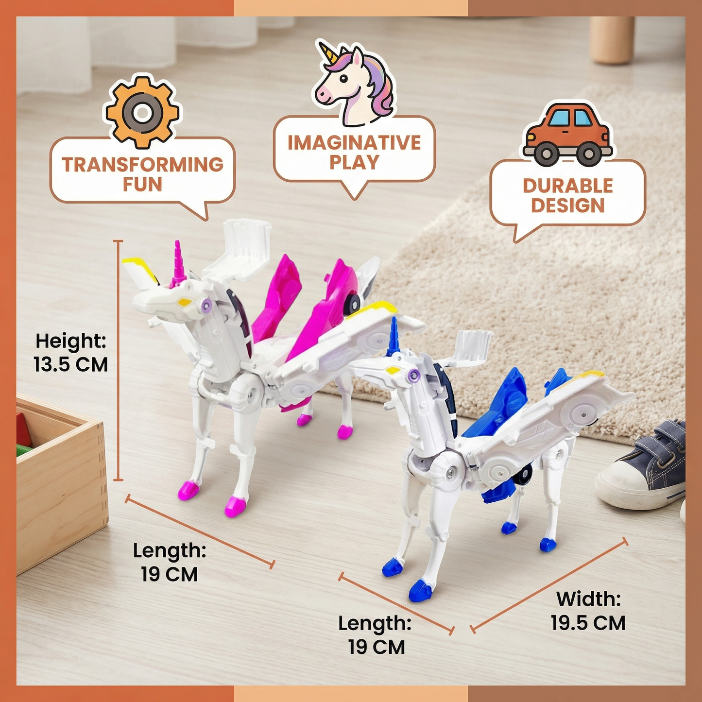 Transforming Unicorn Toy Cars