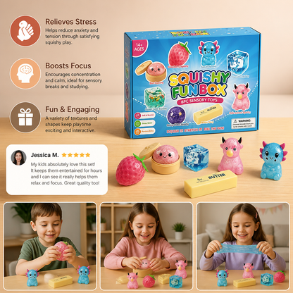 Premium Squishy Fidget Toy Set – 8 Sensory Toys