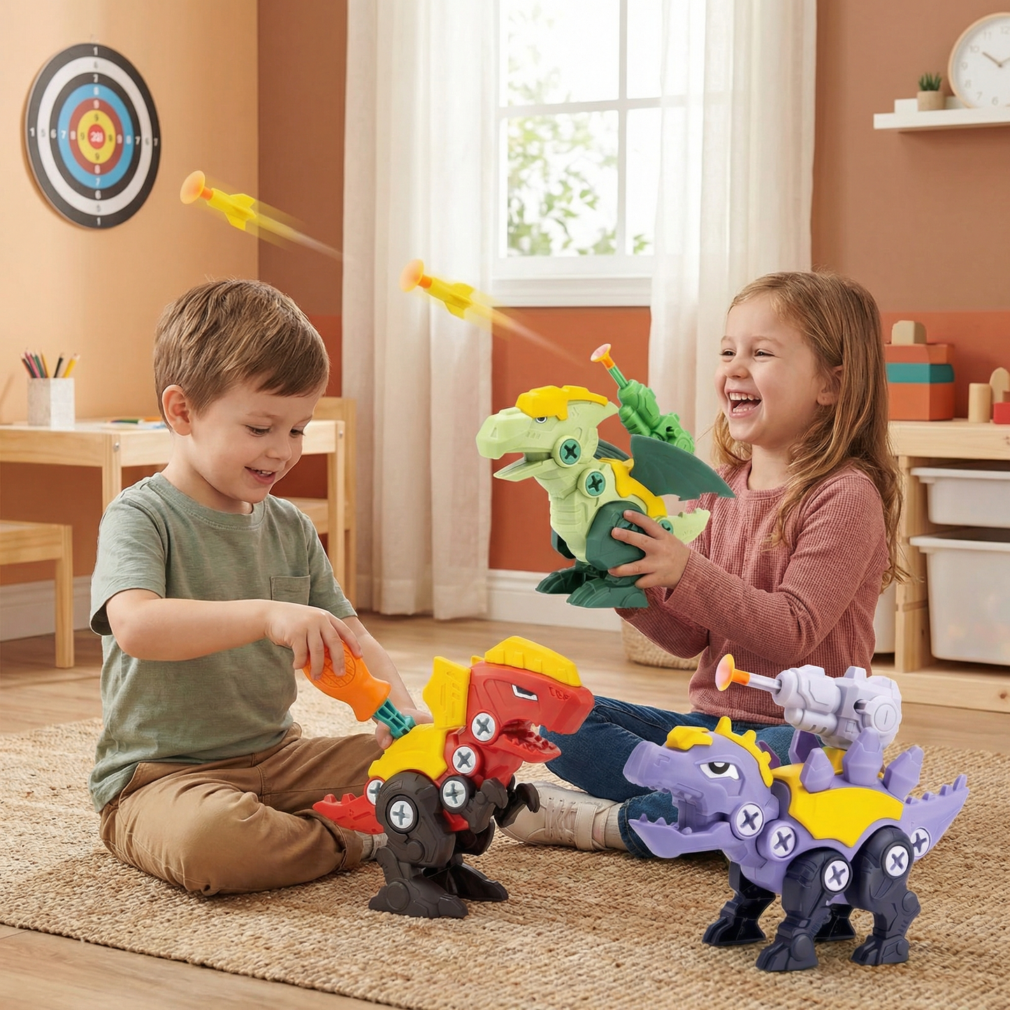 Dinosaur Screw Toy Set with Suction Cup Cannon