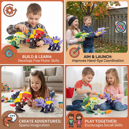 Dinosaur Screw Toy Set with Suction Cup Cannon