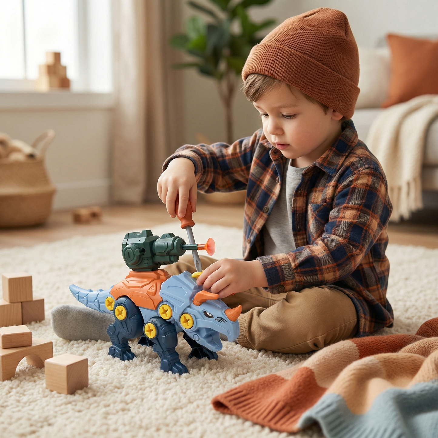 Dinosaur Screw Toy Set with Suction Cup Cannon