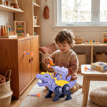 Dinosaur Screw Toy Set with Suction Cup Cannon