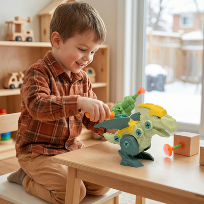 Dinosaur Screw Toy Set with Suction Cup Cannon