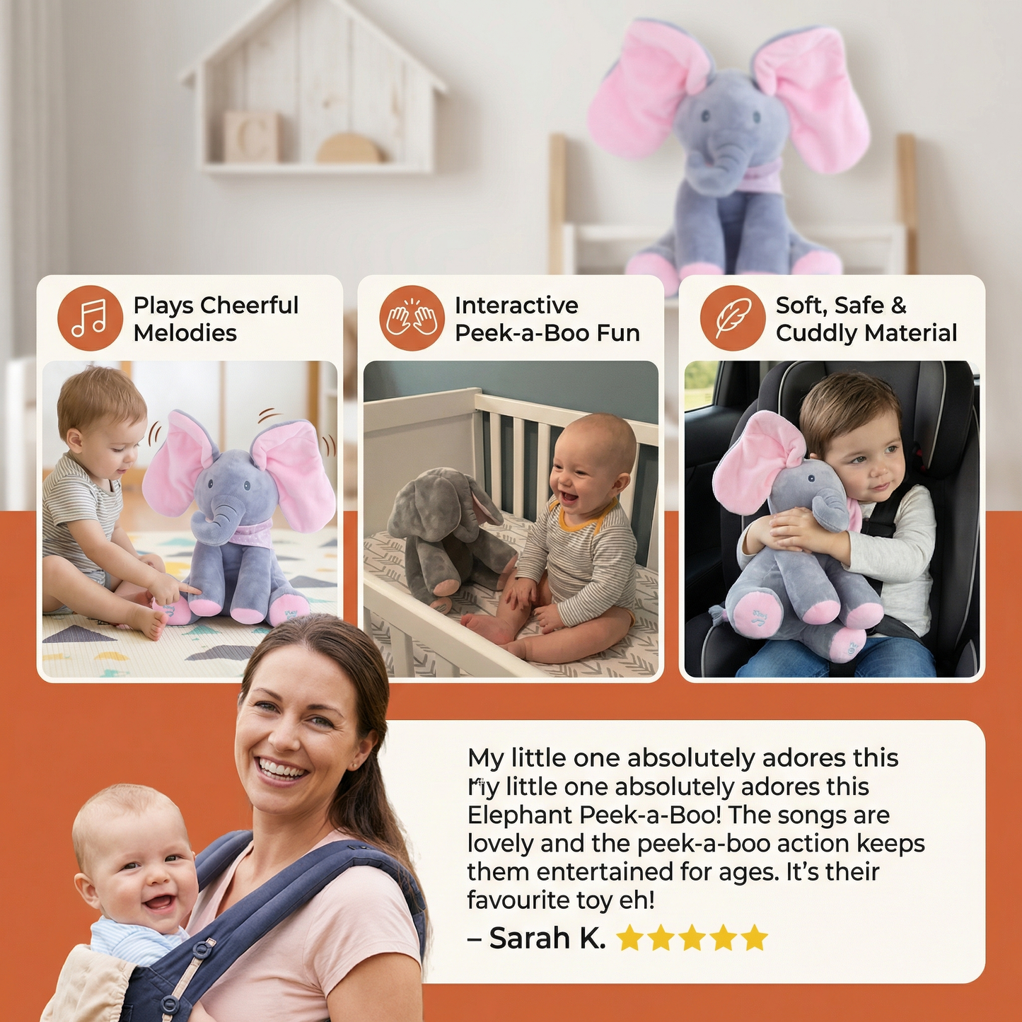 Elephant Peek-a-Boo – Interactive Plush Toy