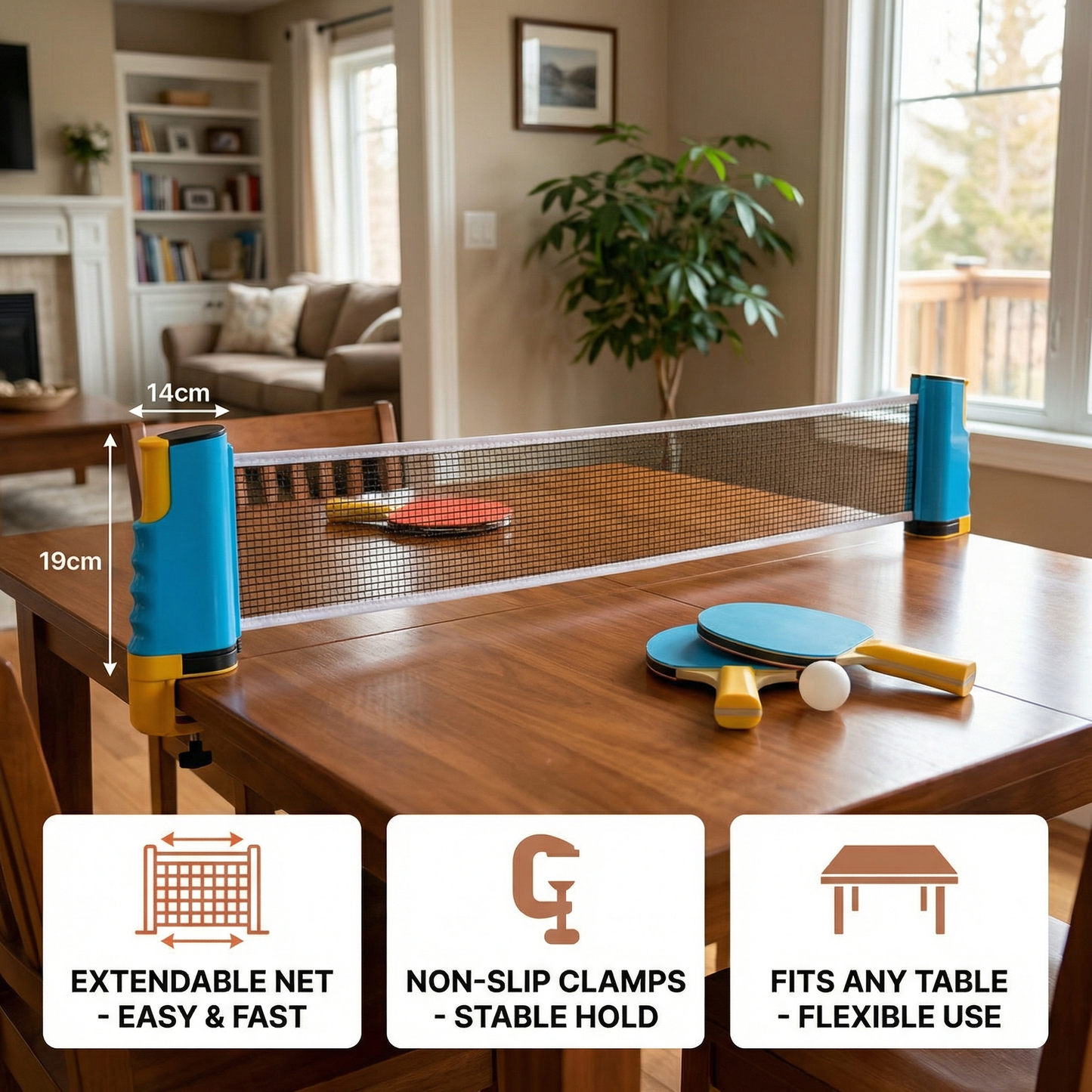 Adjustable Table Tennis Set – Fits Any Table!