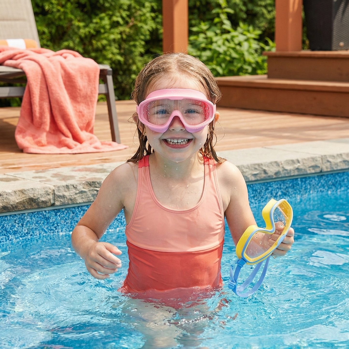 Child-Friendly Swim Goggles with Large Frames and Anti-Fog System