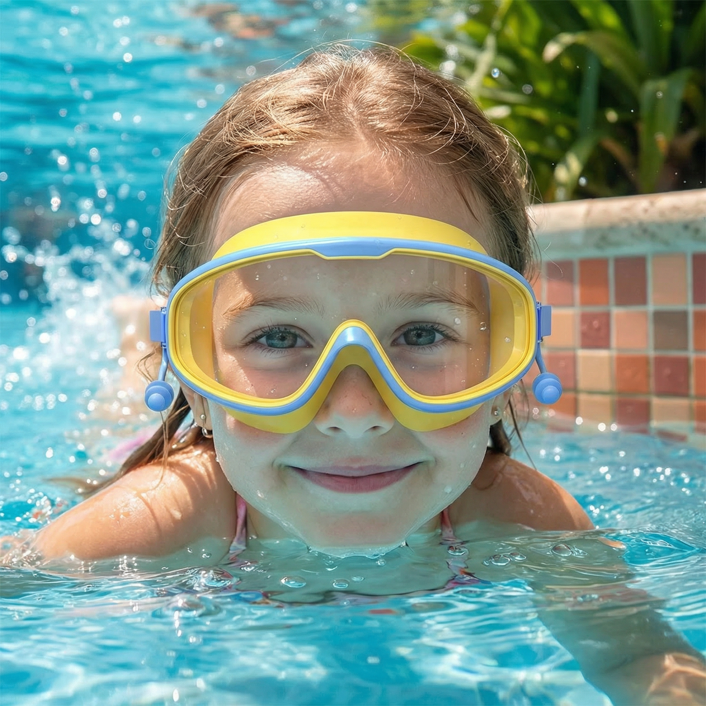 Child-Friendly Swim Goggles with Large Frames and Anti-Fog System