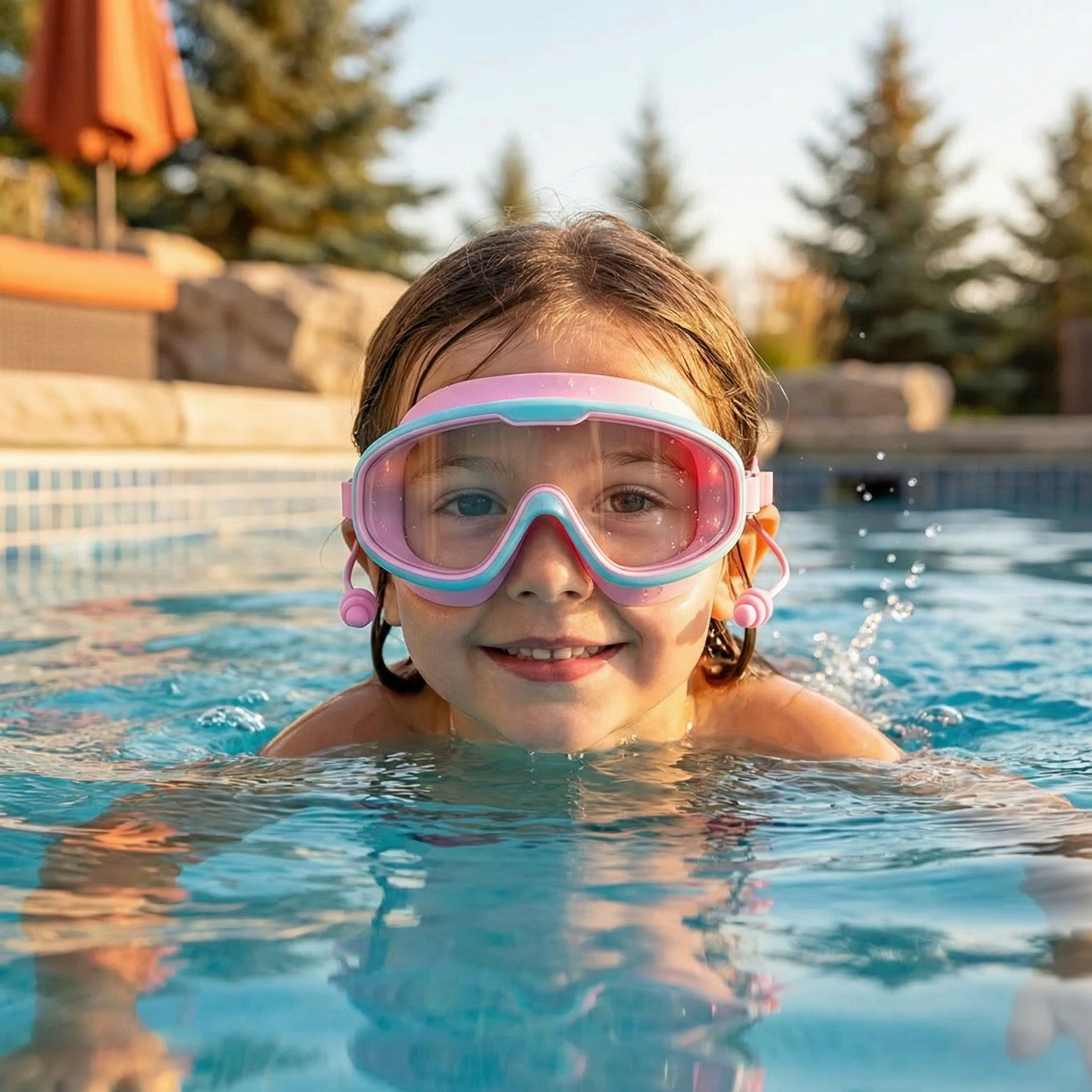 Child-Friendly Swim Goggles with Large Frames and Anti-Fog System