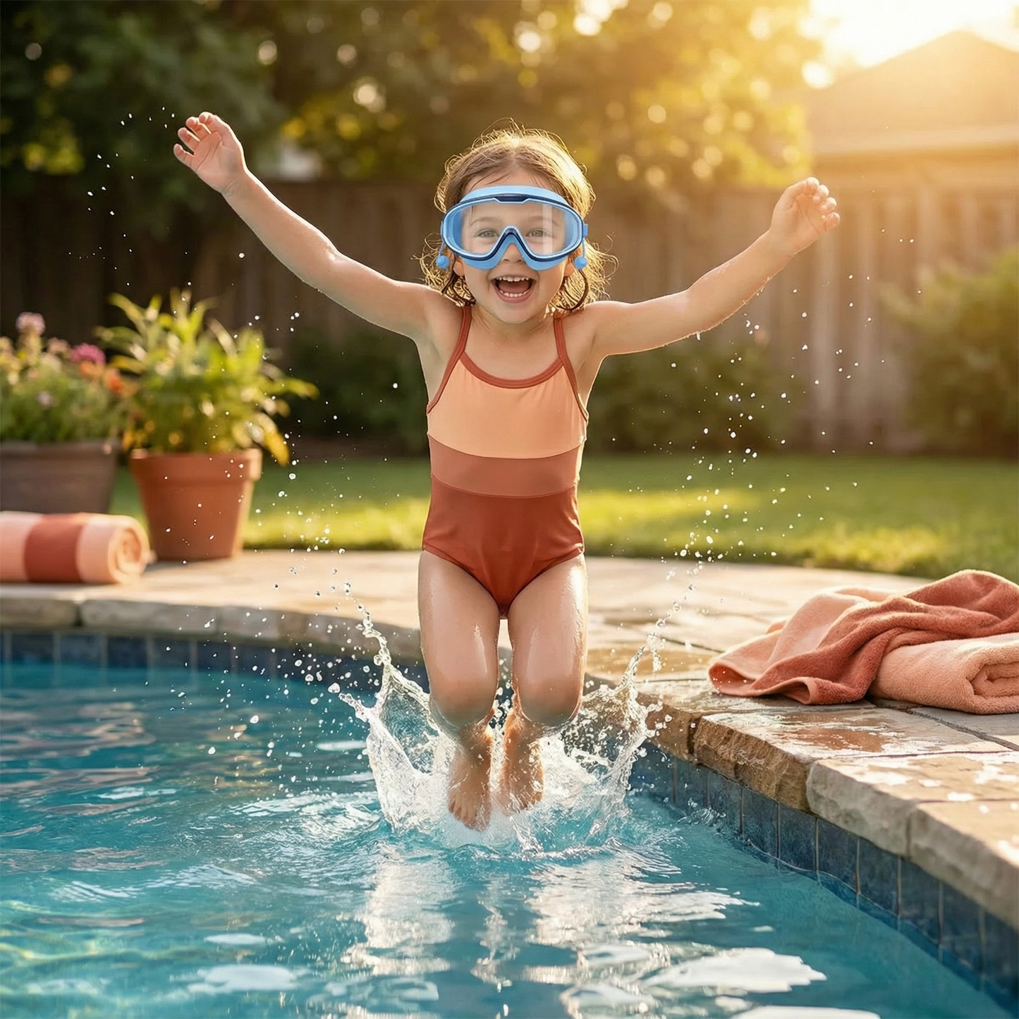 Child-Friendly Swim Goggles with Large Frames and Anti-Fog System