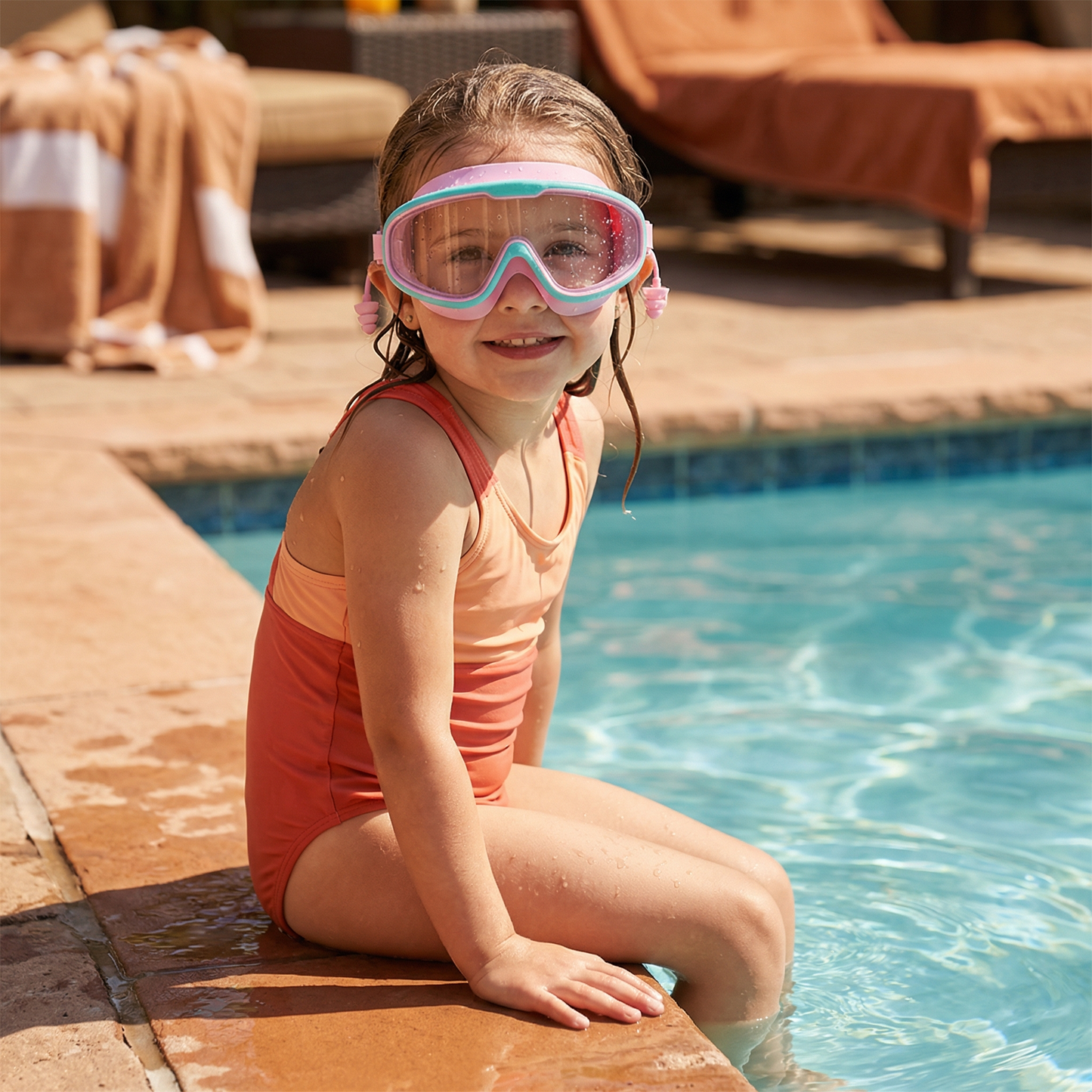 Child-Friendly Swim Goggles with Large Frames and Anti-Fog System